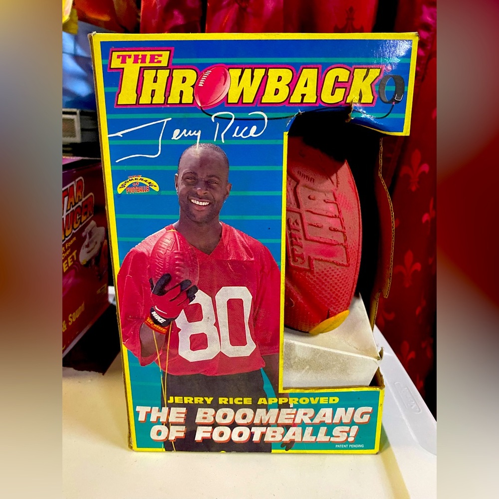 RARE Vintage Jerry Rice The Throwback Boomerang Football in Box sports collector